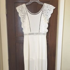 Lace Cap Sleeve White jumpsuit